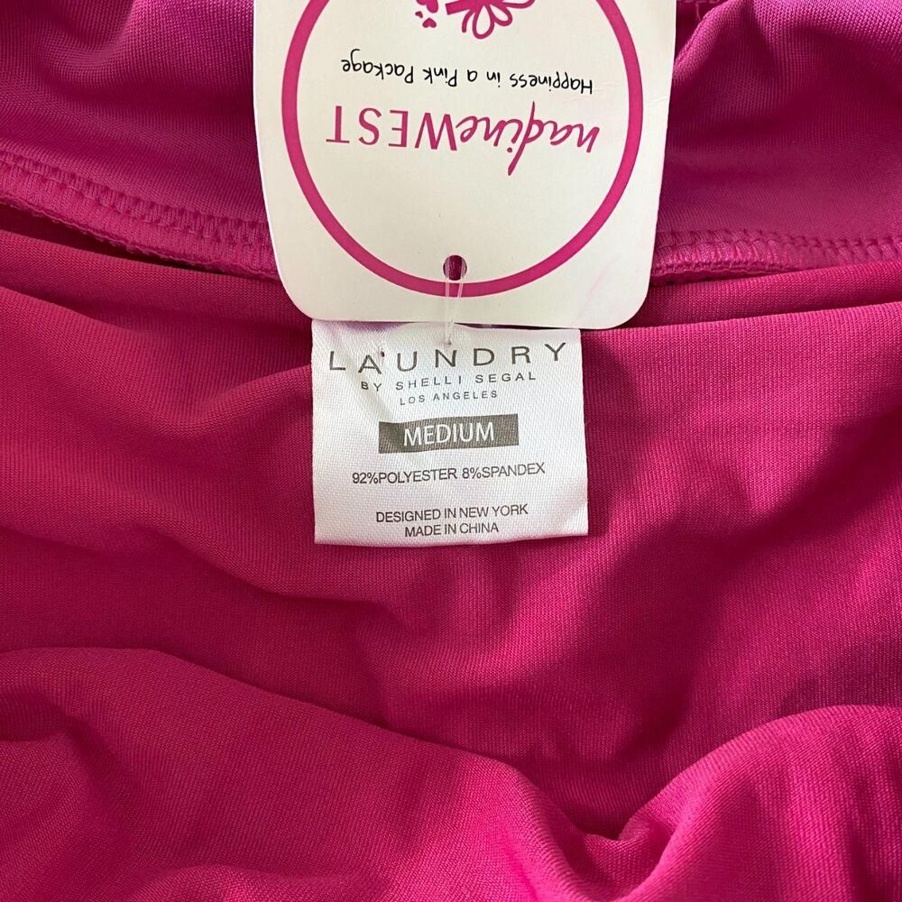 NWT Bright Pink High Rise Running Workout Shorts M Laundry by Shelli Segal - Picture 4 of 6
